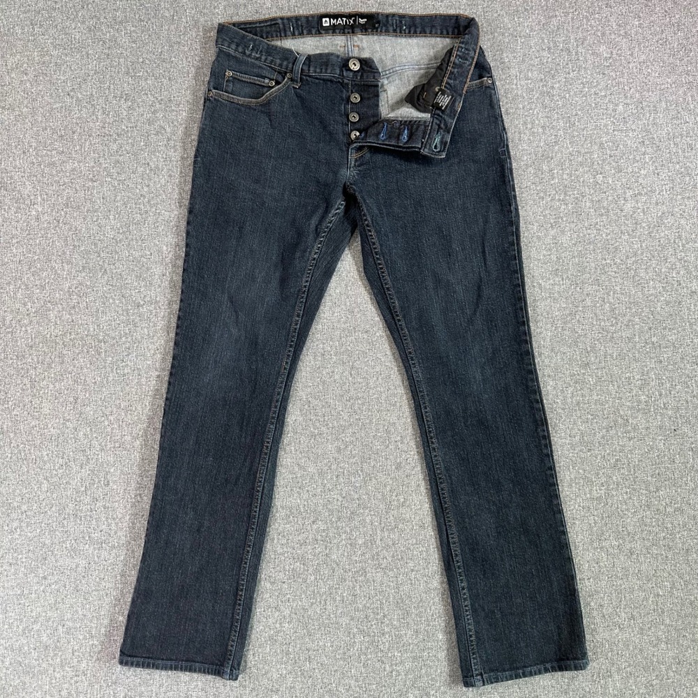 Matix Gripper Slim Fit Jeans Mens 32x30 Deep Rinse Dark Wash Denim Button Fly 👖
